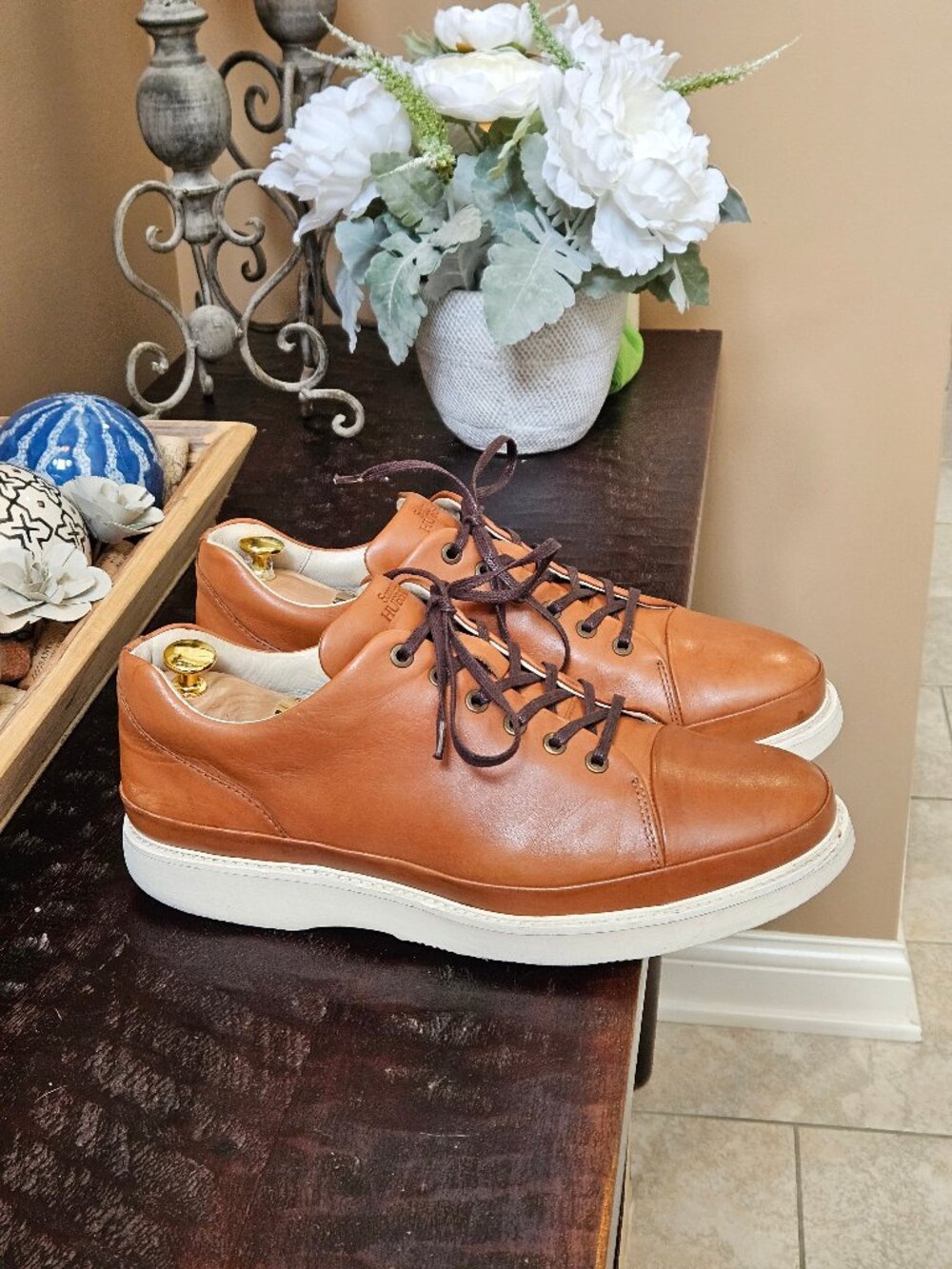 Samuel Hubbard Men's 'Fast' Leather Sneakers, Tan, Sz 11.5W